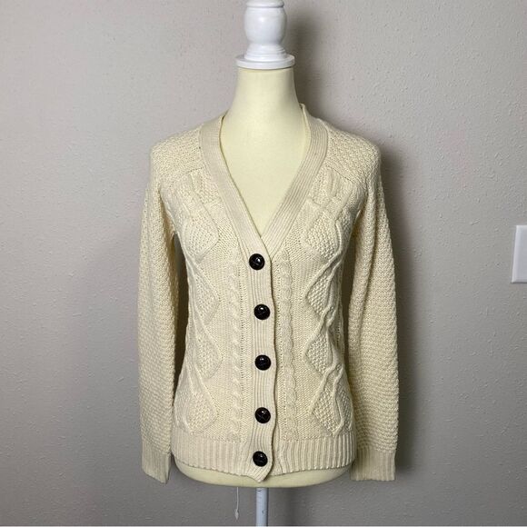 NWT Wet Seal Chunky Knit Button Front Cream Cardigan Sweater Women's Size XS - Picture 11 of 15